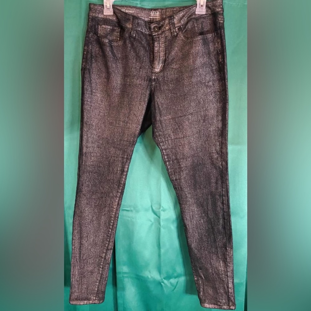 a.n.a. Charcoal metallic skinny jeans